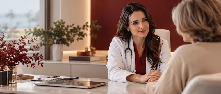 Profissional de saúde conversa com paciente durante consulta
